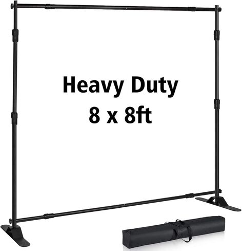 Banner Stand Backdrop - Banner Holder with Adjustable Poster Stand & Retractable Height Up to 5x7 - 8x10 ft Adjustable Telescopic Display Stand for Trade Show, Photo Booth, Wall Exhibitor Background in Kuwait