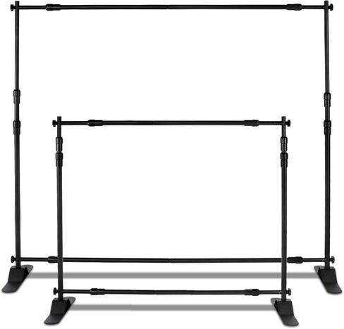 Banner Stand Backdrop - Banner Holder with Adjustable Poster Stand & Retractable Height Up to 5x7 - 8x10 ft Adjustable Telescopic Display Stand for Trade Show, Photo Booth, Wall Exhibitor Background in Kuwait