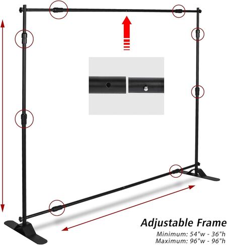 Banner Stand Backdrop - Banner Holder with Adjustable Poster Stand & Retractable Height Up to 5x7 - 8x10 ft Adjustable Telescopic Display Stand for Trade Show, Photo Booth, Wall Exhibitor Background in Kuwait
