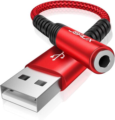 JSAUX USB to 3.5mm Jack Audio Adapter, Sound Card Support Mic TRRS | TRRS 4-pole, Nylon Braided, USB to Aux Jack, Plug and Play, for Headset Headphone Speaker Windows Mac Linux PC PS5 PS4 in Saudi Arabia