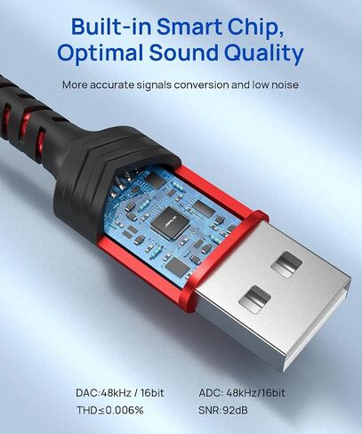 JSAUX USB to 3.5mm Jack Audio Adapter, Sound Card Support Mic TRRS | TRRS 4-pole, Nylon Braided, USB to Aux Jack, Plug and Play, for Headset Headphone Speaker Windows Mac Linux PC PS5 PS4 in Saudi Arabia