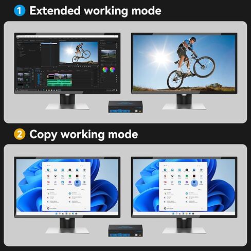 HDMI KVM Switch Dual Monitor 2 Port 4K@60Hz 2 Monitors 2 Computers USB 3.0 KVM Switcher PC Extended Display for 4 USB Devices Like Mouse Keyboard Printer Gamepad Desktop Controller and 2 USB Cables in Kuwait