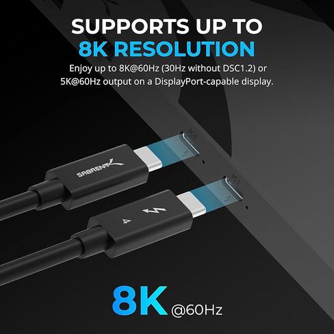 SABRENT Thunderbolt 4 KVM Switch، مشاركة الأجهزة الطرفية مع 3X Thunderbolt 4 USB C 40 جيجابت في الثانية، 2X USB-C شحن 60 وات (PD 3.0) | 4X USB من النوع A 3.2x2 بسرعة 10 جيجابت في الثانية | يدعم 4K@144 هرتز / 8K@60 هرتز DSC (SB-TB4K) in Kuwait