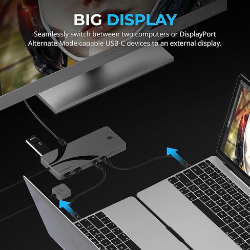 SABRENT Thunderbolt 4 KVM Switch، مشاركة الأجهزة الطرفية مع 3X Thunderbolt 4 USB C 40 جيجابت في الثانية، 2X USB-C شحن 60 وات (PD 3.0) | 4X USB من النوع A 3.2x2 بسرعة 10 جيجابت في الثانية | يدعم 4K@144 هرتز / 8K@60 هرتز DSC (SB-TB4K) in Kuwait
