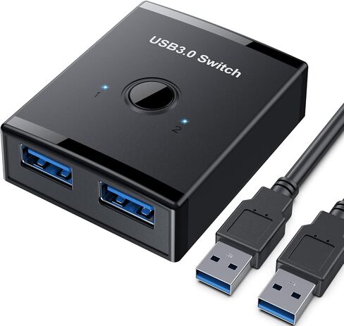 محول USB 3.0، مفتاح USB ثنائي الاتجاه 2 في 1 مخرج / 1 في 2 مخرج، YINNCEEN USB Switcher 2 كمبيوتر مشاركة لوحة المفاتيح والماسح الضوئي، مفتاح USB KVM متوافق مع Mac/Windows/Linux in Kuwait
