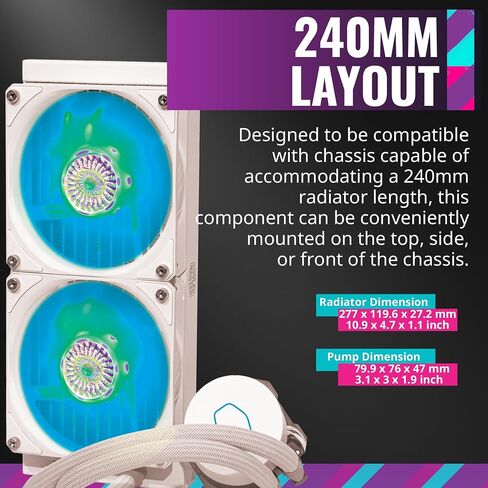 CoolerMaster MasterLiquid ML360L ARGB V2 White Close-Loop AIO CPU Liquid Cooler, Dual Chamber Pump, 360mm Radiator, SickleFlow 120 PWM ARGB, AMD Ryzen AM5/AM4, Intel LGA1700/1200 (MLW-D36M-A18PW-RW) in Saudi Arabia
