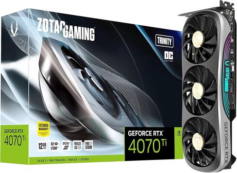 ZOTAC Gaming GeForce RTX 4070 Ti Trinity OC DLSS 3 12GB GDDR6X 192-bit 21 Gbps PCIE 4.0 بطاقة رسومات الألعاب، IceStorm 2.0 تبريد متقدم، إضاءة Spectra 2.0 RGB، ZT-D40710J-10P in Saudi Arabia