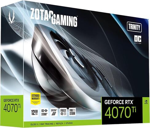 ZOTAC Gaming GeForce RTX 4070 Ti Trinity OC DLSS 3 12GB GDDR6X 192-bit 21 Gbps PCIE 4.0 بطاقة رسومات الألعاب، IceStorm 2.0 تبريد متقدم، إضاءة Spectra 2.0 RGB، ZT-D40710J-10P in Saudi Arabia