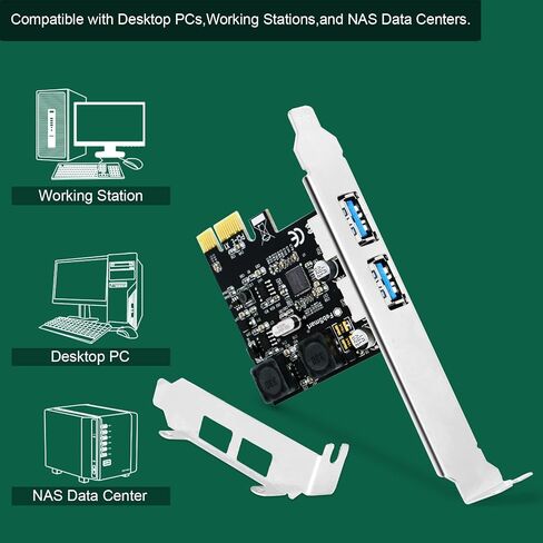 بطاقة توسيع FengSmart بمنفذين فائق السرعة 5 جيجابت في الثانية USB 3.0 PCI Express لأجهزة الكمبيوتر المكتبية التي تعمل بنظام Windows وMAC OS X وLinux، تقنية مدمجة ذاتية التشغيل، لا تحتاج إلى مصدر طاقة إضافي (FS-U2S-Pro) in Kuwait