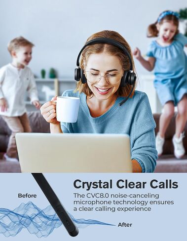 سماعة JabNecter اللاسلكية، سماعة رأس V5.3 جديدة 2023 مع دونجل USB، سماعات كمبيوتر QCC3034 ميكروفون بخاصية إلغاء الضوضاء وكتم صوت الميكروفون، وقت عمل 30 ساعة للكمبيوتر/الكمبيوتر المحمول/سكايب/تكبير/فرق MS in Kuwait