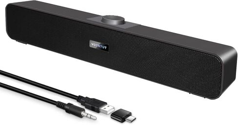 سماعات كمبيوتر VOTNTUT، مكبر صوت سلكي لسطح المكتب USB، مكبر صوت صغير يعمل بالطاقة USB لأجهزة الكمبيوتر اللوحية والكمبيوتر المحمول MP3 Mac Air/Pro ((يتضمن محول USB-C إلى USB) (RGB) in Kuwait