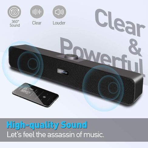 سماعات كمبيوتر VOTNTUT، مكبر صوت سلكي لسطح المكتب USB، مكبر صوت صغير يعمل بالطاقة USB لأجهزة الكمبيوتر اللوحية والكمبيوتر المحمول MP3 Mac Air/Pro ((يتضمن محول USB-C إلى USB) (RGB) in Kuwait