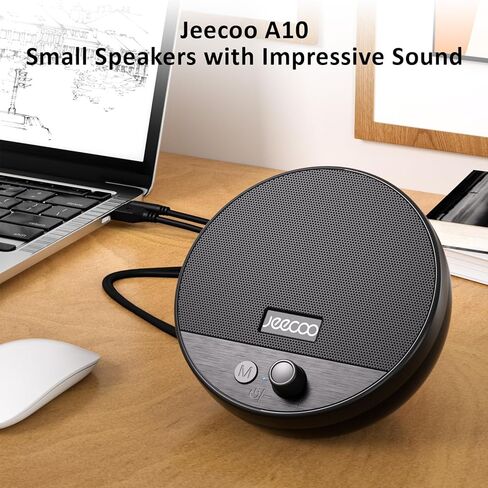 Jeecoo A10 Wired USB Laptop Speakers Bluetooth Computer Speakers (Single) - Small & Portable, 10W Enhanced Bass Sound, Easy-Access Volume Knob - with 3.5mm AUX for PC Desktop Monitor Mobile Devices in Kuwait