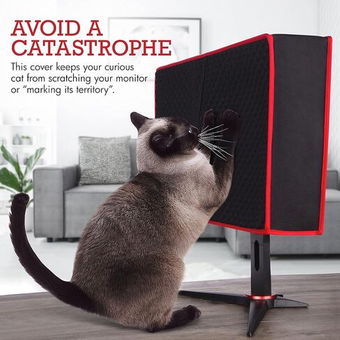 Premium Gaming Monitor Cover | 27 Inch | Dust, Water & Cat Resistant Red & Black Monitor Covers for Desktops Gaming PC Computer Monitor Dust Cover Decor Size 27" in Kuwait