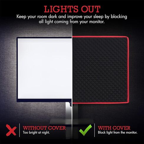 Premium Gaming Monitor Cover | 27 Inch | Dust, Water & Cat Resistant Red & Black Monitor Covers for Desktops Gaming PC Computer Monitor Dust Cover Decor Size 27" in Kuwait