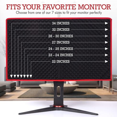 Premium Gaming Monitor Cover | 27 Inch | Dust, Water & Cat Resistant Red & Black Monitor Covers for Desktops Gaming PC Computer Monitor Dust Cover Decor Size 27" in Kuwait