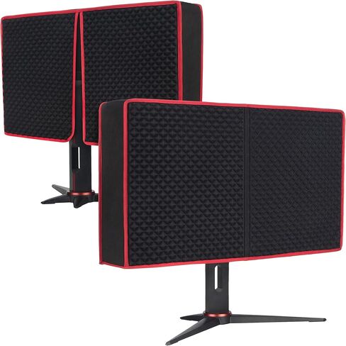 Premium Gaming Monitor Cover | 27 Inch | Dust, Water & Cat Resistant Red & Black Monitor Covers for Desktops Gaming PC Computer Monitor Dust Cover Decor Size 27" in Kuwait