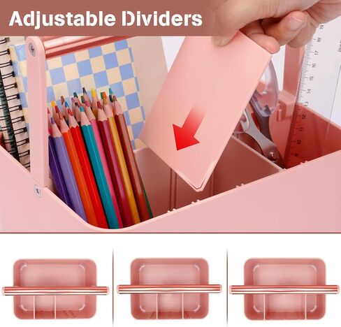 Multipurpose Caddy Organizer with Handle and Adjustable Divider, Portable Art Supply Storage Organizer for Art Craft Supplies, Dorm, Classroom, Office, Bathroom, Shower, Cleaning, Makeup (Blue) in Kuwait