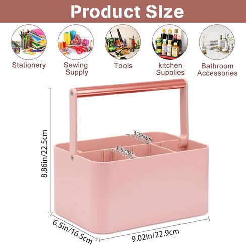 Multipurpose Caddy Organizer with Handle and Adjustable Divider, Portable Art Supply Storage Organizer for Art Craft Supplies, Dorm, Classroom, Office, Bathroom, Shower, Cleaning, Makeup (Blue) in Kuwait