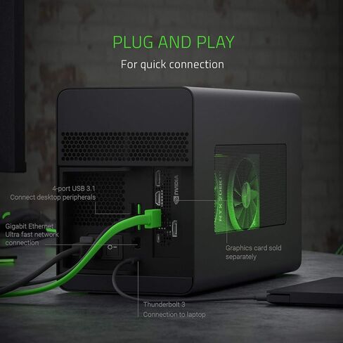 حافظة وحدة معالجة الرسومات الجرافيكية الخارجية Razer Core X المصنوعة من الألومنيوم (eGPU): متوافقة مع أجهزة الكمبيوتر المحمولة التي تعمل بنظام Windows وMacOS Thunderbolt 3، ودعم NVIDIA/AMD PCIe، ووحدة PSU بقدرة 650 وات، باللون الأبيض الزئبقي in Saudi Arabia