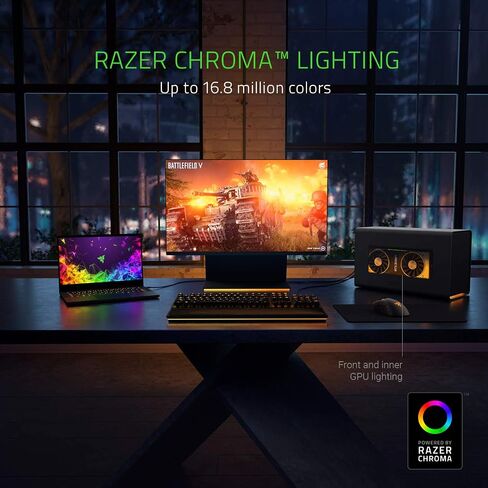 حافظة وحدة معالجة الرسومات الجرافيكية الخارجية Razer Core X المصنوعة من الألومنيوم (eGPU): متوافقة مع أجهزة الكمبيوتر المحمولة التي تعمل بنظام Windows وMacOS Thunderbolt 3، ودعم NVIDIA/AMD PCIe، ووحدة PSU بقدرة 650 وات، باللون الأبيض الزئبقي in Saudi Arabia