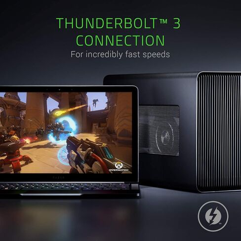 Razer Core X Aluminum External GPU Enclosure (eGPU): Compatible with Windows & MacOS Thunderbolt 3 Laptops, NVIDIA/AMD PCIe Support, 650W PSU, Classic Black in Saudi Arabia