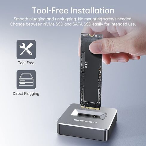 NVME to USB Docking Station,ACASIS M.2 SSD to USB Adapter Portable External SSD Enclosure for M.2 (M Key) NVMe SSD and (B+M Key) SATA-Based SSD Compatible with Thunderbolt 4/3 in Saudi Arabia