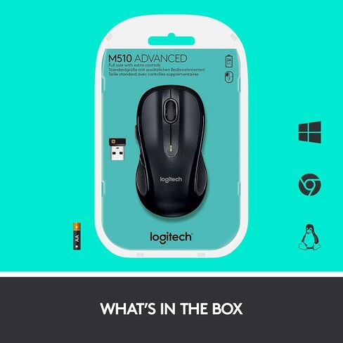 Logitech M510 Wireless Computer Mouse – Comfortable Shape with USB Unifying Receiver, with Back/Forward Buttons and Side-to-Side Scrolling, Blue in Saudi Arabia