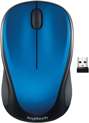 Logitech M317 Compact Ambidextrous 2.4 GHz Wireless Mouse - Blue | Ambidextrous with 2.4 GHz USB-A Nano Receiver, 1000 dpi optical tracking, 12-months battery life, PC, Mac, laptop compatible in Saudi Arabia