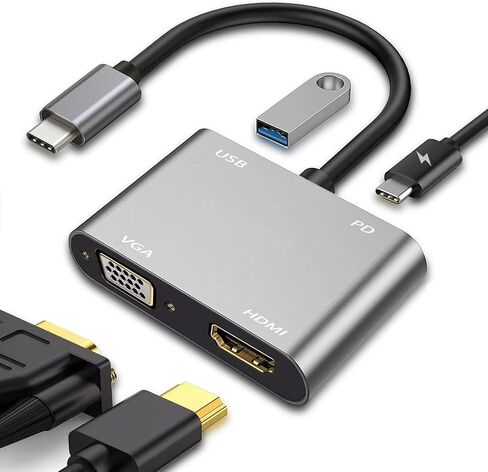 USB C to Dual HDMI Adapter for Monitor, USBC Laptop Docking Station Dual Monitor Dongle MacBook, USB-C Hub Powered Mac, USB 3.0 to USB c Adapter Cable with Fast Charging Chromebook, Type C Dock in Kuwait