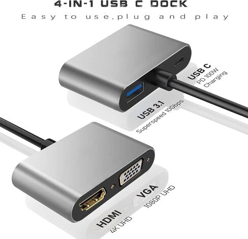 USB C to Dual HDMI Adapter for Monitor, USBC Laptop Docking Station Dual Monitor Dongle MacBook, USB-C Hub Powered Mac, USB 3.0 to USB c Adapter Cable with Fast Charging Chromebook, Type C Dock in Kuwait
