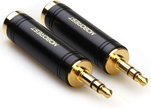 MOBOREST 3.5mm M to 6.35mm F Stereo Pure Copper Adapter, 1/8 Inch Plug Male to 1/4 Inch Jack Female Stereo Adapter, Can be Used for Conversion Headphone adapte, amp adapte, Black Fashion 2-Pack in Kuwait