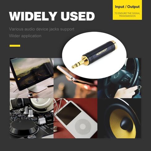 MOBOREST 3.5mm M to 6.35mm F Stereo Pure Copper Adapter, 1/8 Inch Plug Male to 1/4 Inch Jack Female Stereo Adapter, Can be Used for Conversion Headphone adapte, amp adapte, Black Fashion 2-Pack in Kuwait