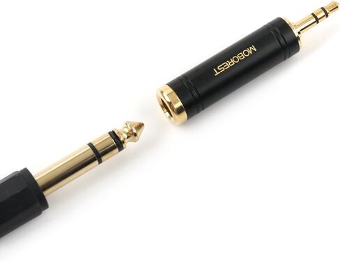 MOBOREST 3.5mm M to 6.35mm F Stereo Pure Copper Adapter, 1/8 Inch Plug Male to 1/4 Inch Jack Female Stereo Adapter, Can be Used for Conversion Headphone adapte, amp adapte, Black Fashion 2-Pack in Kuwait