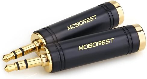 MOBOREST 3.5mm M to 6.35mm F Stereo Pure Copper Adapter, 1/8 Inch Plug Male to 1/4 Inch Jack Female Stereo Adapter, Can be Used for Conversion Headphone adapte, amp adapte, Black Fashion 2-Pack in Kuwait