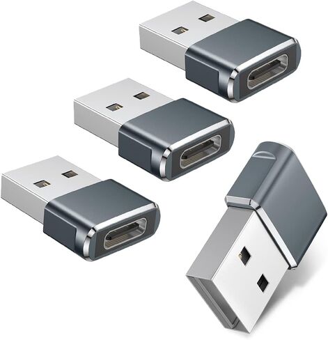 Basesailor USB to USB C Adapter 4 Pack,Type C Female to A Male Charger Cable Converter for Apple Watch Series 7,iPhone 12 13 14 15 Max,iPad 9 10 Pro 6th,Samsung Galaxy S22 S23 A13 A53 Z Flip/Fold Car in Kuwait