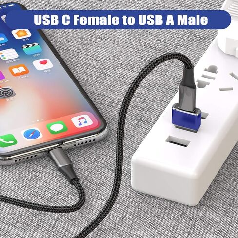 Basesailor USB to USB C Adapter 4 Pack,Type C Female to A Male Charger Cable Converter for Apple Watch Series 7,iPhone 12 13 14 15 Max,iPad 9 10 Pro 6th,Samsung Galaxy S22 S23 A13 A53 Z Flip/Fold Car in Saudi Arabia