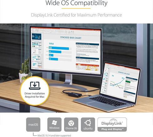 StarTech USB 3.0 to DisplayPort Adapter, 4K 30Hz UHD, TAA (USB32DP4K) | USB to DP display adapter, External adapter, Extended mode, HDCP 2.2, Mac and Windows, External video card in Kuwait
