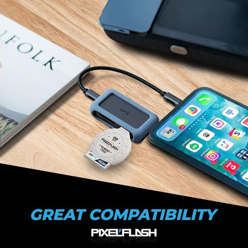 PixelFlash CF Card Reader - Compact Flash Card Reader, USB 3 Card Reader for Computer - Tactical SuperSpeed CompactFlash Memory Adapter, Rugged Anti-Scratch Exterior Classic - No-Bend Pins, Black in Saudi Arabia