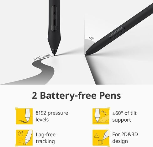 XENCELABS, Drawing Tablet, Wireless Graphic Tablet with Shortcut Keys, Ultrathin Pen Tablet with 2 Battery-Free Stylus, 8192 Levels Pressure, 12" Digital Art Pad for Win/Mac/Linux, Black in Saudi Arabia
