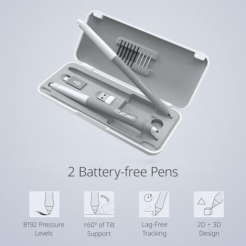 XENCELABS، تابلت رسم، تابلت رسم لاسلكي مع مفاتيح اختصار، تابلت رفيع للغاية مع قلمين بدون بطارية، ضغط 8192 مستوى، لوحة فنية رقمية 12 بوصة لنظام Win/Mac/Linux، أسود in Kuwait