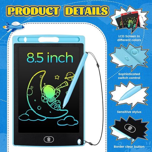 Zonon 4 قطع كمبيوتر لوحي للكتابة LCD لوحة رسومات الشعار المبتكرة لعبة إلكترونية مقاس 8.5 بوصة لوحة كتابة LCD لوحة كتابة إلكترونية قابلة للمسح وقابلة لإعادة الاستخدام للأطفال (أزرق، أحمر، أخضر، وردي) in Kuwait