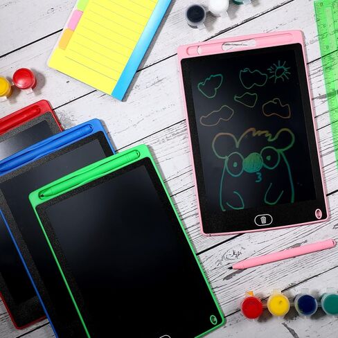 Zonon 4 قطع كمبيوتر لوحي للكتابة LCD لوحة رسومات الشعار المبتكرة لعبة إلكترونية مقاس 8.5 بوصة لوحة كتابة LCD لوحة كتابة إلكترونية قابلة للمسح وقابلة لإعادة الاستخدام للأطفال (أزرق، أحمر، أخضر، وردي) in Kuwait