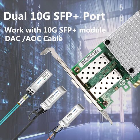 10Gb SFP+ PCI-E Ethernet Network Card with Broadcom BCM57810S Chip, Dual SFP+ Port, PCI Express X8 NIC, Support Windows Server/Linux/VMware in Kuwait