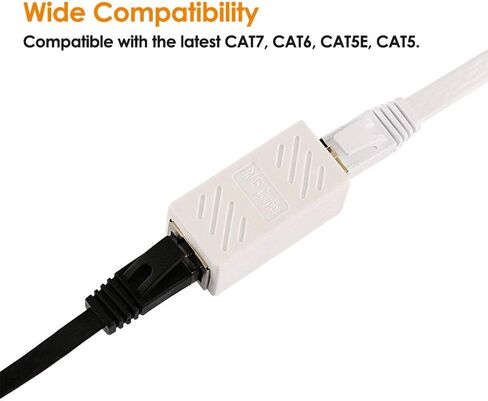 وصلة توصيل RJ45 من PLUSPOE، وصلة توصيل في الخط Cat7/Cat6/Cat5e محول موسع كابل إيثرنت أنثى إلى أنثى (5 عبوات سوداء) in Kuwait