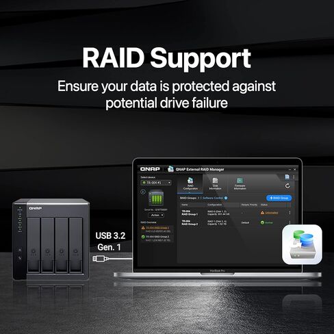 QNAP 2 Bay DAS with 4TB Storage Capacity, USB 3.2 Gen 2 Type-C, Preconfigured RAID 1 WD Red Plus HDD Bundle (TR-002-24W-US) in Kuwait