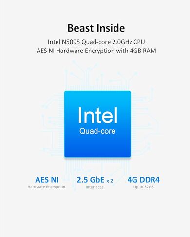 TERRAMASTER U4-423 2.5GbE NAS Rackmount 1U 4-Bay عالي الأداء للشركات الصغيرة والمتوسطة مع وحدة المعالجة المركزية N5095 رباعية النواة، وذاكرة DDR4 سعة 4 جيجابايت، ومنفذ 2.5 جيجابت × 2، وخادم تخزين الشبكة (بدون أقراص) in Kuwait