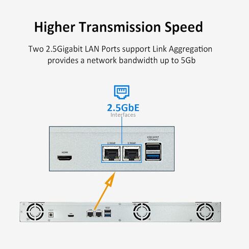 TERRAMASTER U4-423 2.5GbE NAS Rackmount 1U 4-Bay عالي الأداء للشركات الصغيرة والمتوسطة مع وحدة المعالجة المركزية N5095 رباعية النواة، وذاكرة DDR4 سعة 4 جيجابايت، ومنفذ 2.5 جيجابت × 2، وخادم تخزين الشبكة (بدون أقراص) in Kuwait