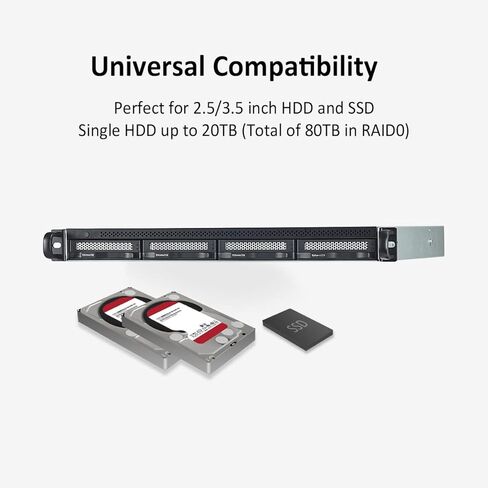 TERRAMASTER U4-423 2.5GbE NAS Rackmount 1U 4-Bay عالي الأداء للشركات الصغيرة والمتوسطة مع وحدة المعالجة المركزية N5095 رباعية النواة، وذاكرة DDR4 سعة 4 جيجابايت، ومنفذ 2.5 جيجابت × 2، وخادم تخزين الشبكة (بدون أقراص) in Kuwait