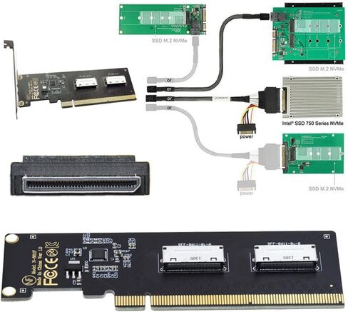 cablecc 50cm OCuLink PCIe PCI-Express SFF-8611 8X 8-Lane to OCuLink SFF-8611 8X SSD Data Active Cable in Kuwait